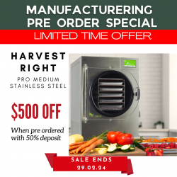 Harvest Right PRO MEDIUM Home Freeze Dryer Stainless Steel with Premier Pump NEW 5 TRAY MODEL - PRE ORDER WITH 50% DEPOSIT