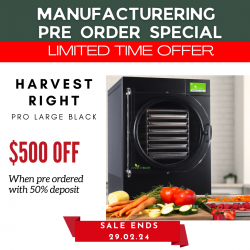 Harvest Right PRO LARGE Home Freeze Dryer Powder Coated Black with Premier Pump NEW 6 TRAY MODEL - PRE ORDER WITH 50% DEPOSIT
