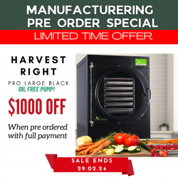Harvest Right PRO LARGE Home Freeze Dryer Powder Coated Black with OIL FREE Pump NEW 6 TRAY MODEL - PRE ORDER WITH FULL PAYMENT