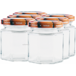 12 x 100ml Octagonal Rex Jars with Fruit Pattern Lids - 2 x Pack of 6