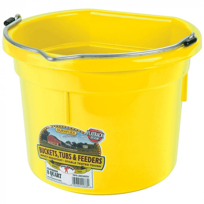 Plastic Bucket Flat Back 8L Yellow