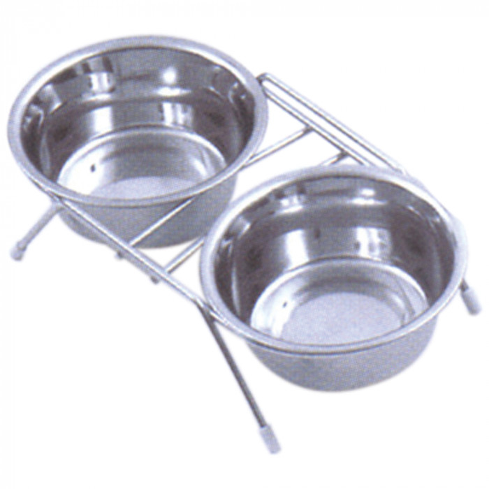 Pet Bowl Stainless Set and Stand Complete