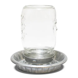 Poultry Drinker with Galvanised Base and Glass Jar Top 1 litre