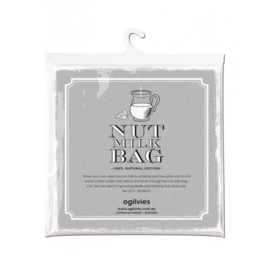 100% cotton set of 2 nut milk bags 