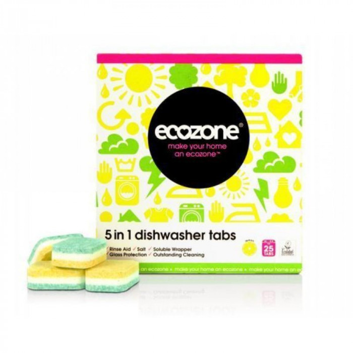 25 x Ecozone Eco Friendly Natural Dishwasher Tablets Cleaning Washing