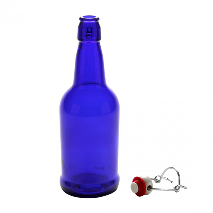 Box of 12 x Pint /16oz/ 475ml Cobalt Blue Flip Top Grolsch Style Beer Fermenting Bottle