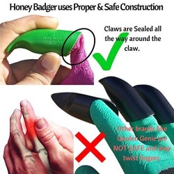 Honey Badger Digging Gloves Green Nitrile 8 Claws on Right Hand Only