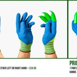 Honey Badger Digging Gloves Latex Unisex Blue Medium 8 Claws on Right Hand