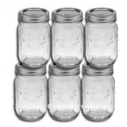 6 x Pint REGULAR Mouth Jars and Lids BPA Free Ball Mason 